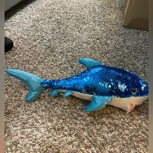 Blue Sequin Shark Plush